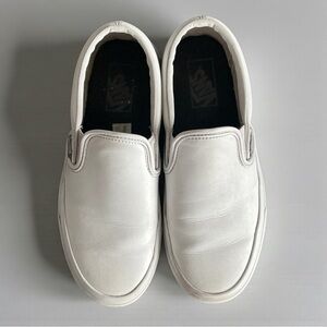 Vans Women’s Classic Leather White Slip-On Loafers